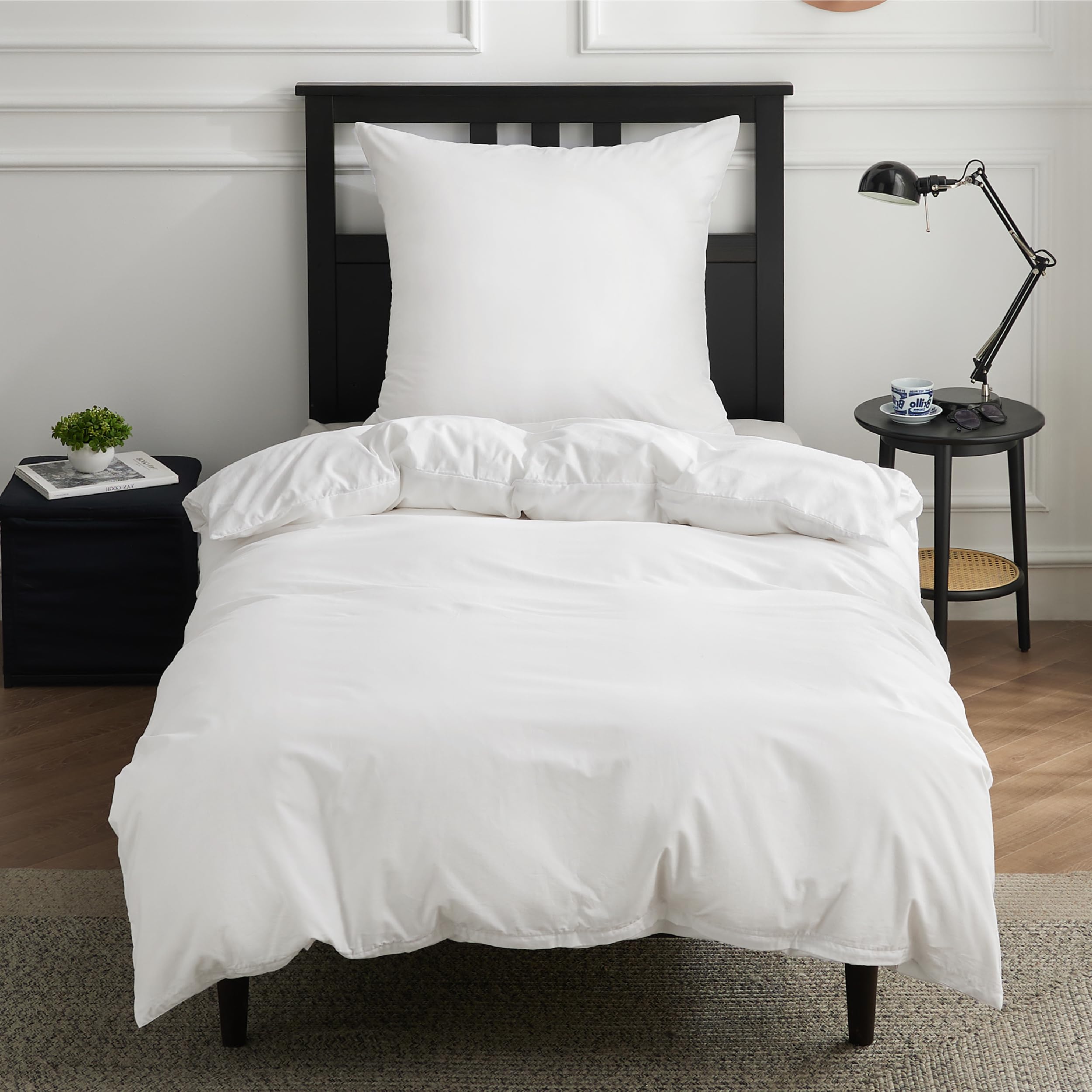 BEDSURE Bettwäsche 135x200 Baumwolle Weiß - Bettwäsche-Sets 135 x 200 cm Bettbezug 2teilig mit Kissenbezug 80x80 cm, Oeko-TEX Bedding mit Reißverschluss