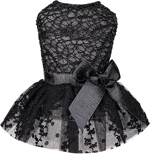 CuteBone Vestido rosa para perro, paquete de 2 unidades, falda para cachorro, tutú bordado brillante con lazo, ropa para mascotas, para boda, fiesta