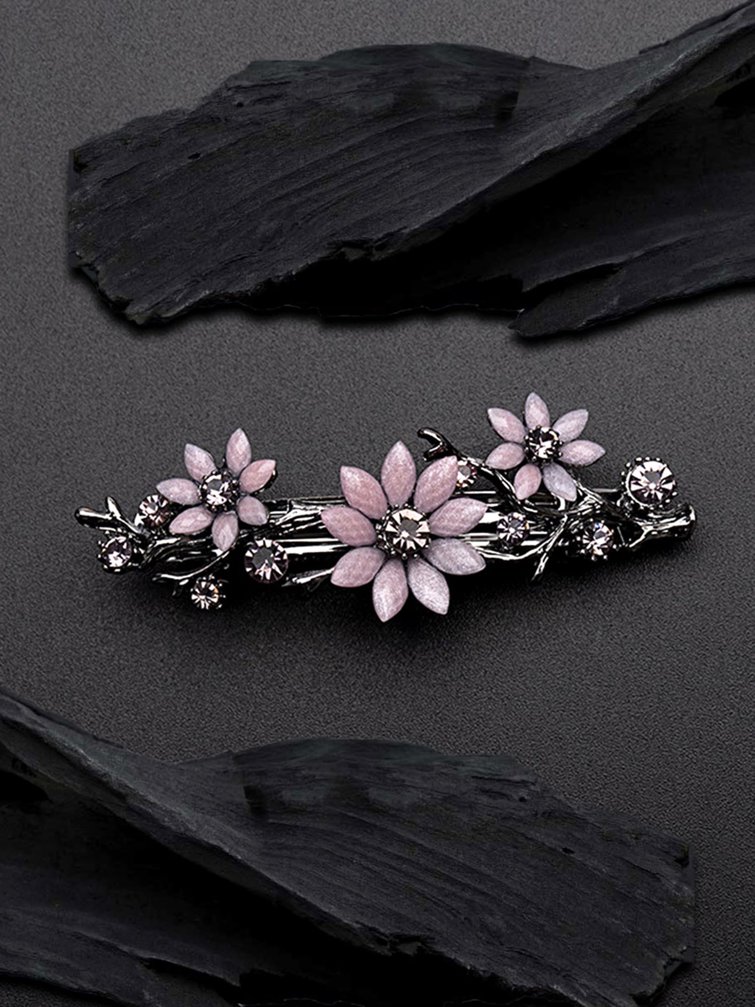 Floral Crystal French Hair Clips, Elegant Accessories