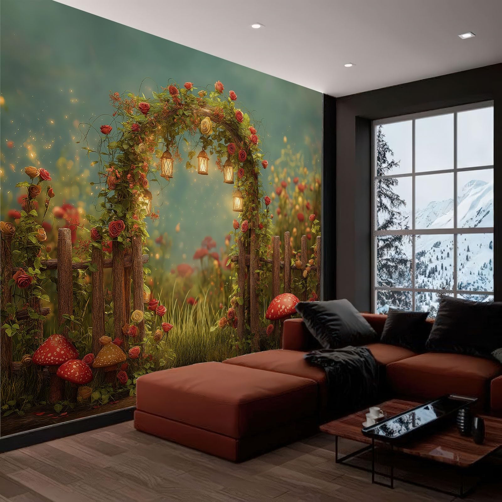 Zjawiskowa fototapeta z motywem rośliny ogrodowej, łuk, 250 x 175 cm, włóknina, wysokiej jakości, mural, ciemnozielony, sypialnia, jadalnia, kuchnia, salon, plakat dekoracyjny