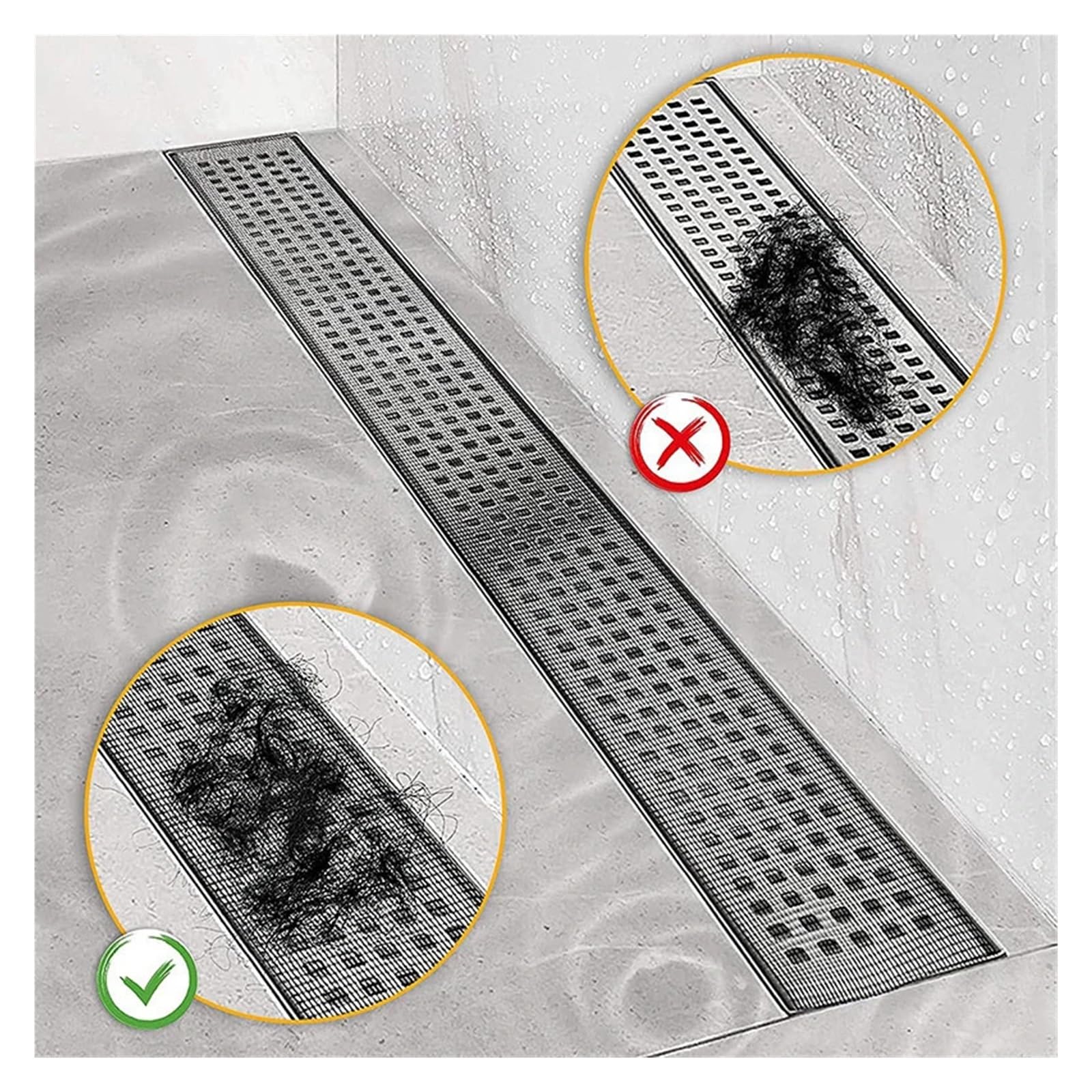 Adhesivo para Rejilla de Suelo, Filtro de Malla desechable for Drenaje de Suelo, Autoadhesivo, cortable, 10/5m, for baño(70mmx5m)