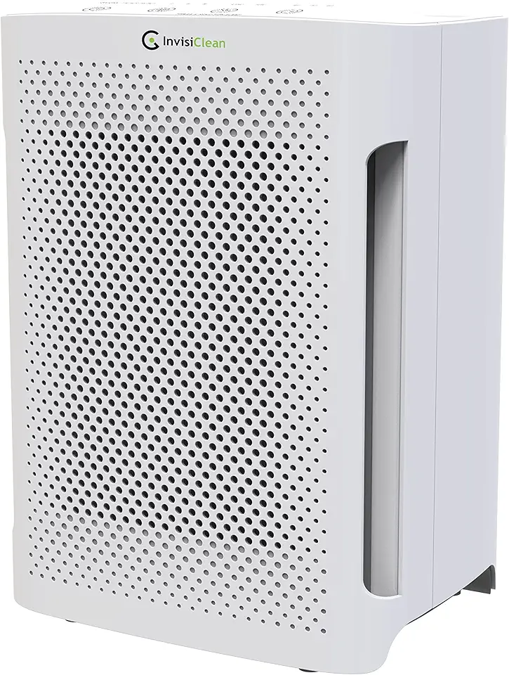 InvisiClean Purificador de ar Aura 5 em 1 – Filtro HEPA de grau médico H13 True H13, desinfetante leve UV-C, ionizador, filtro de carbono, pré-filtro – Purificador de ar para alergias e animais de estimação, vírus, bactérias, casa, poeira, mofo, alérgenos, fumaça, eliminação de odor, 99,9% de filtragem - testado e certificado nos EUA - Modelo: IC-Modelo: IC-3012