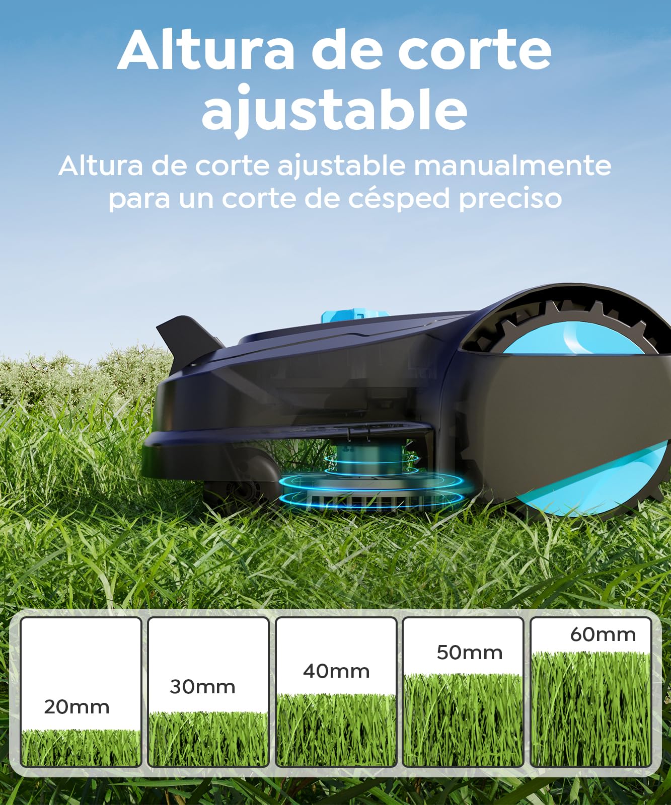 YARDCARE M800Plus Robot Cortacesped sin Cable Perimetral, MAX 800m², Posicionamiento GPS+Navegación con Visión IA, Retorno Estación de Carga, App Control, Corte Forma U, Evitación Precisa Obstáculos