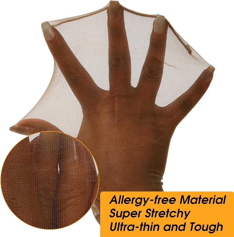 BEEOS Dark Brown Skinlike HD Wig Cap for Women, 4 Pieces Invisible Ultra-thin Stretchy Stocking Caps for Lace Front Wigs