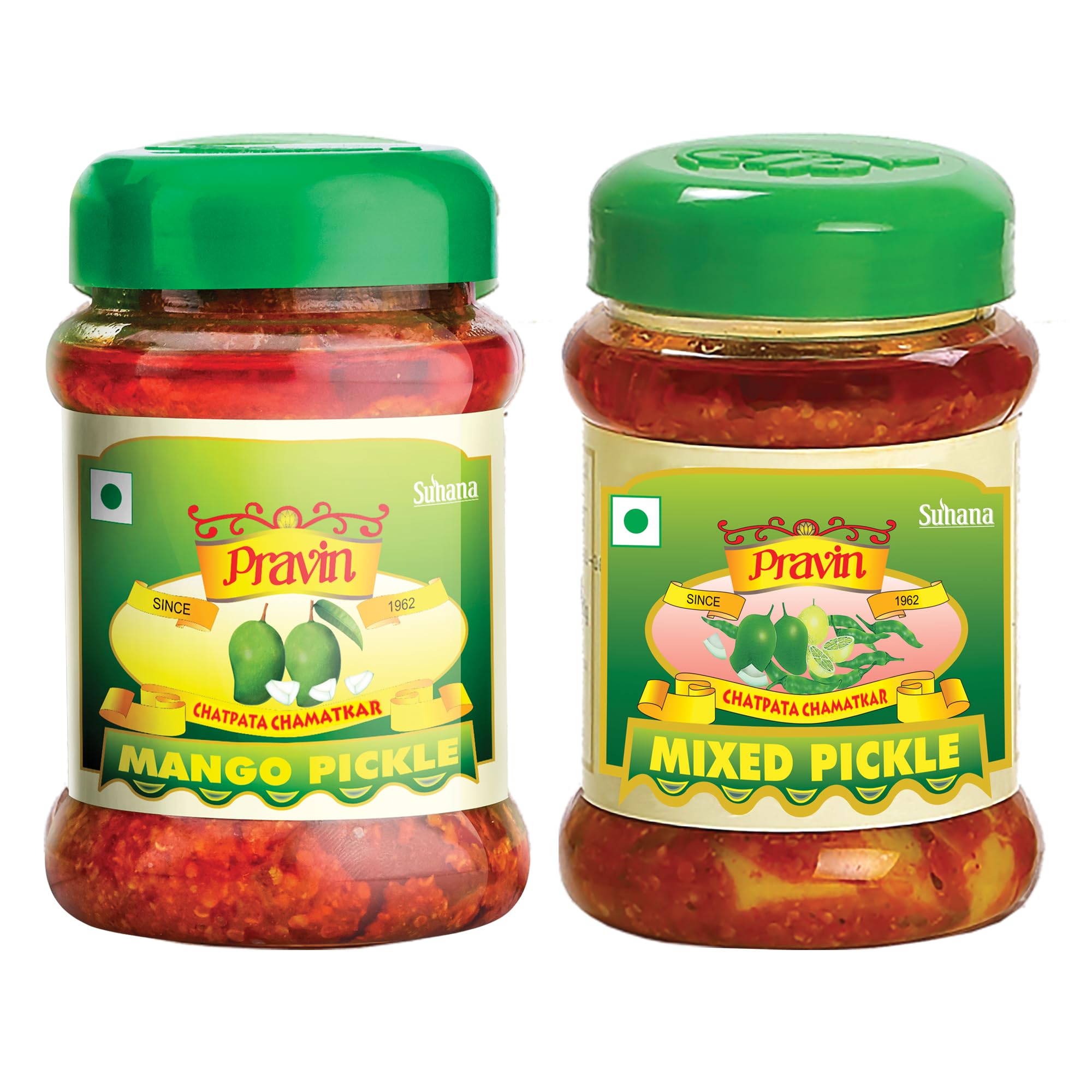 Pravin Mango Pickle 200g x 2 Jar + Mixed Pickle 200g x 2 Jar - Combo Pack of 4