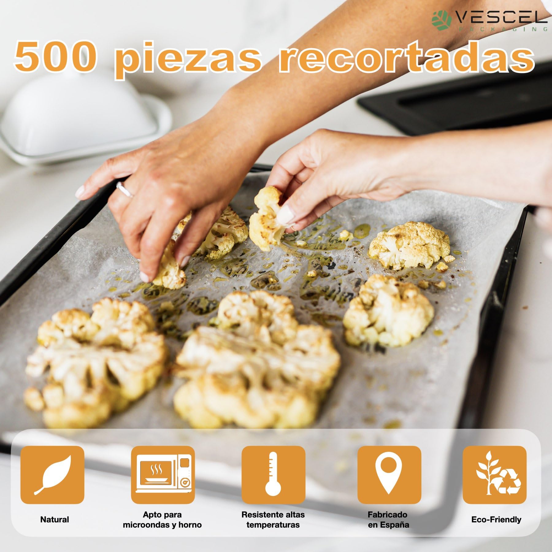 500 Pcs Papel de Horno, Precortado 40CMX60CM, Hojas de Papel de Horno Antiadherente Desechable, Ideal para Horno, Freidora de Aire y Microondas
