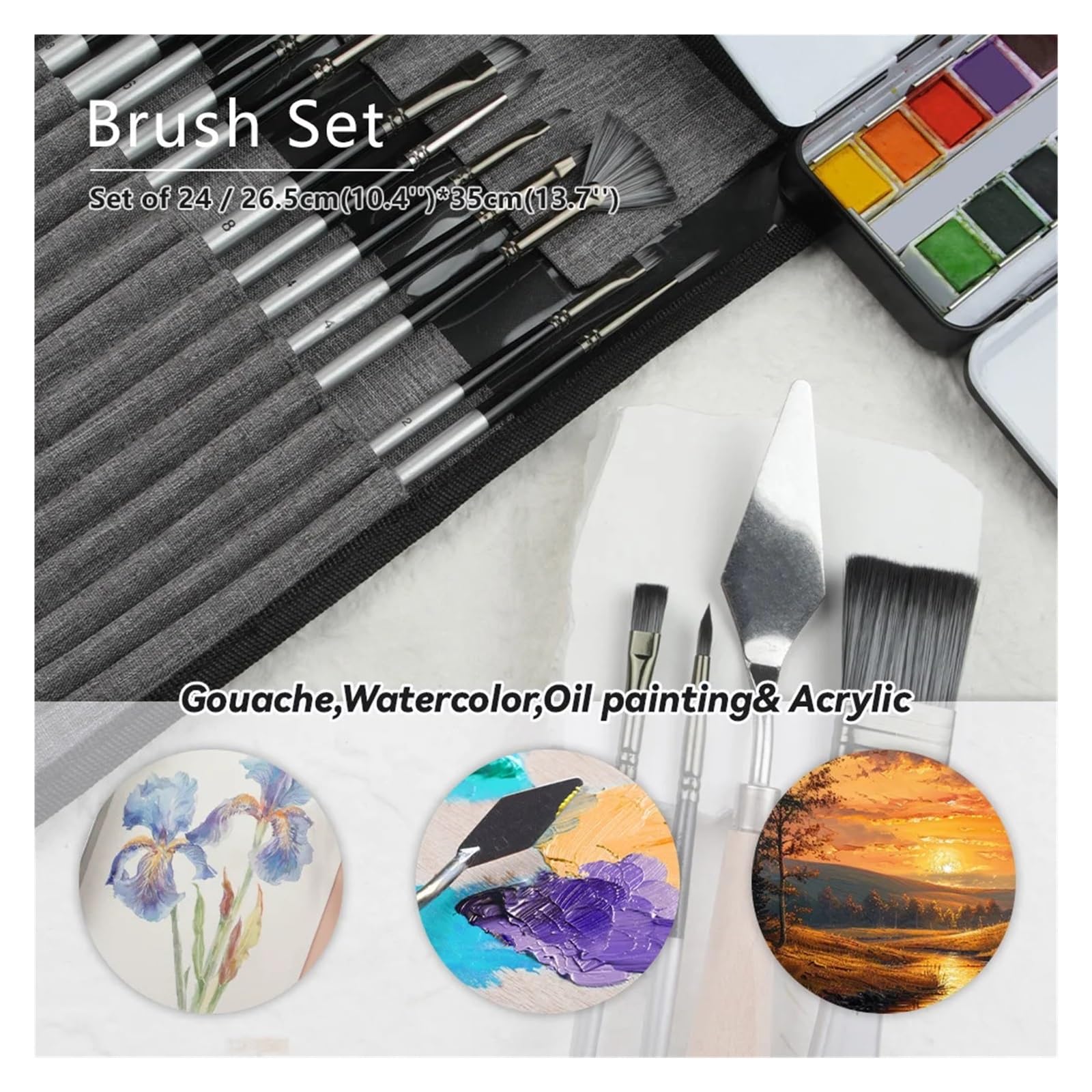 Pinsel 24 stücke Verschiedene Form Splitter Grau Malerei Pinsel Set for Gouache Aquarell Ölgemälde Kunst Liefert Schreibwaren
