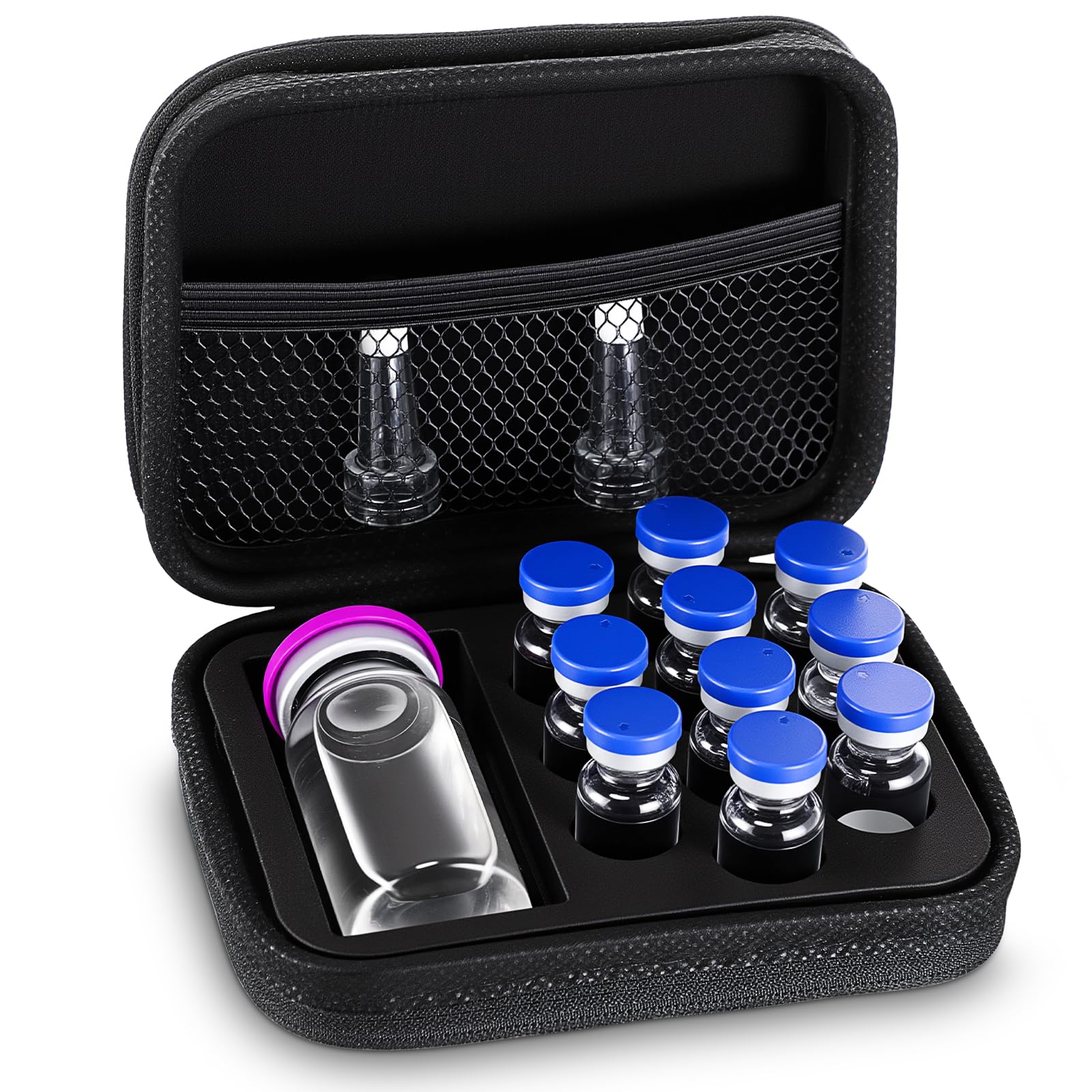 Photo 1 of Qunclay Peptide Case for Fridge, Bac Water Glp1 3 ml Vial Storage Insulin Vial Holder Room for Syringes and Skin Prep Wipes Portable Peptide Travel Case, Only Box (Conventional,10 x 3ml + 1 x 30 m l)