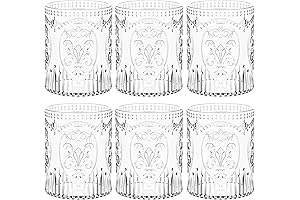 6 Vintage Plastic Cups - Shatterproof, Reusable, Embossed 8.5oz Wine Glasses for...