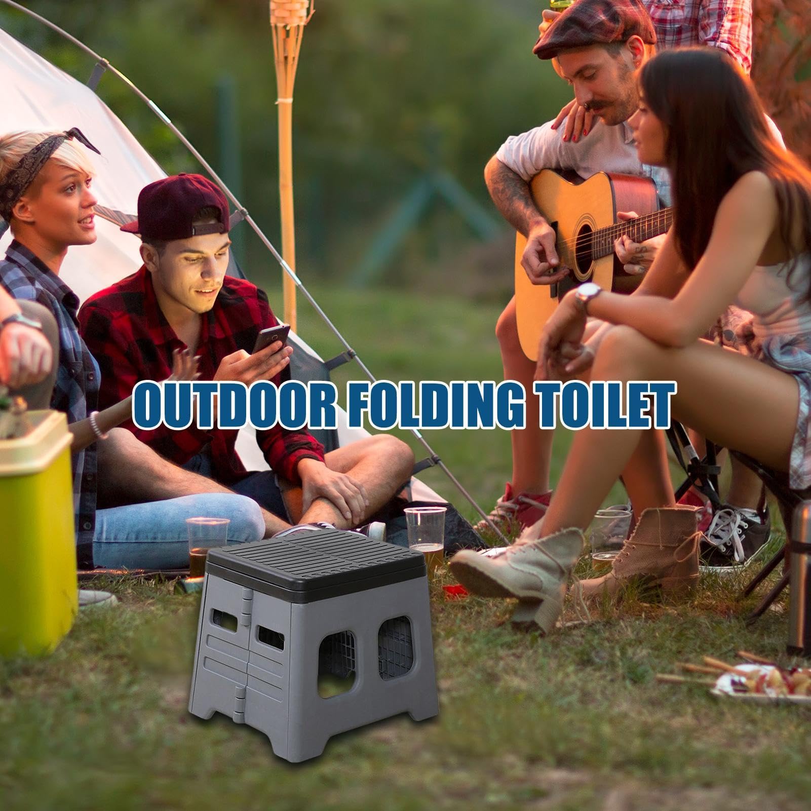 Toilette portatile per adulti, vasino da viaggio ergonomico e pieghevole, compatto da campeggio, con della spazzatura e agenti solidificanti, ideale per campeggio, viaggi su strada, escursioni | Bagno portatile igienico per la cura personale per campeggio
