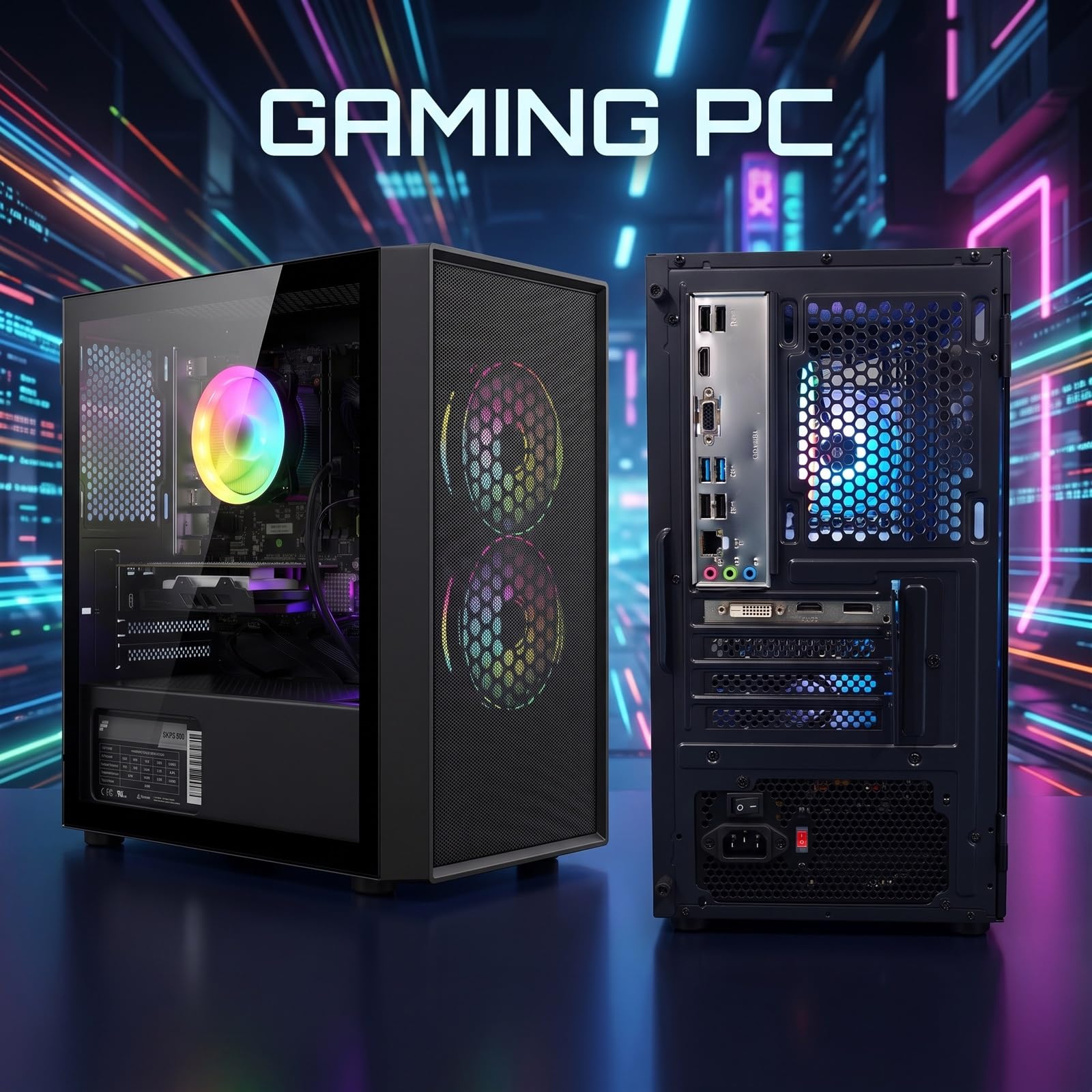 STGsivir Gaming PC, Core i5, RX550 4G, 16G RAM, 512G SSD | Gaming Computer für Streaming,Videobearbeitung,Hausaufgaben, bis zu 3.7 GHz, WLAN 6, BT 5.0, 4K,HDMI,DP, Win16 Pro, ARGB