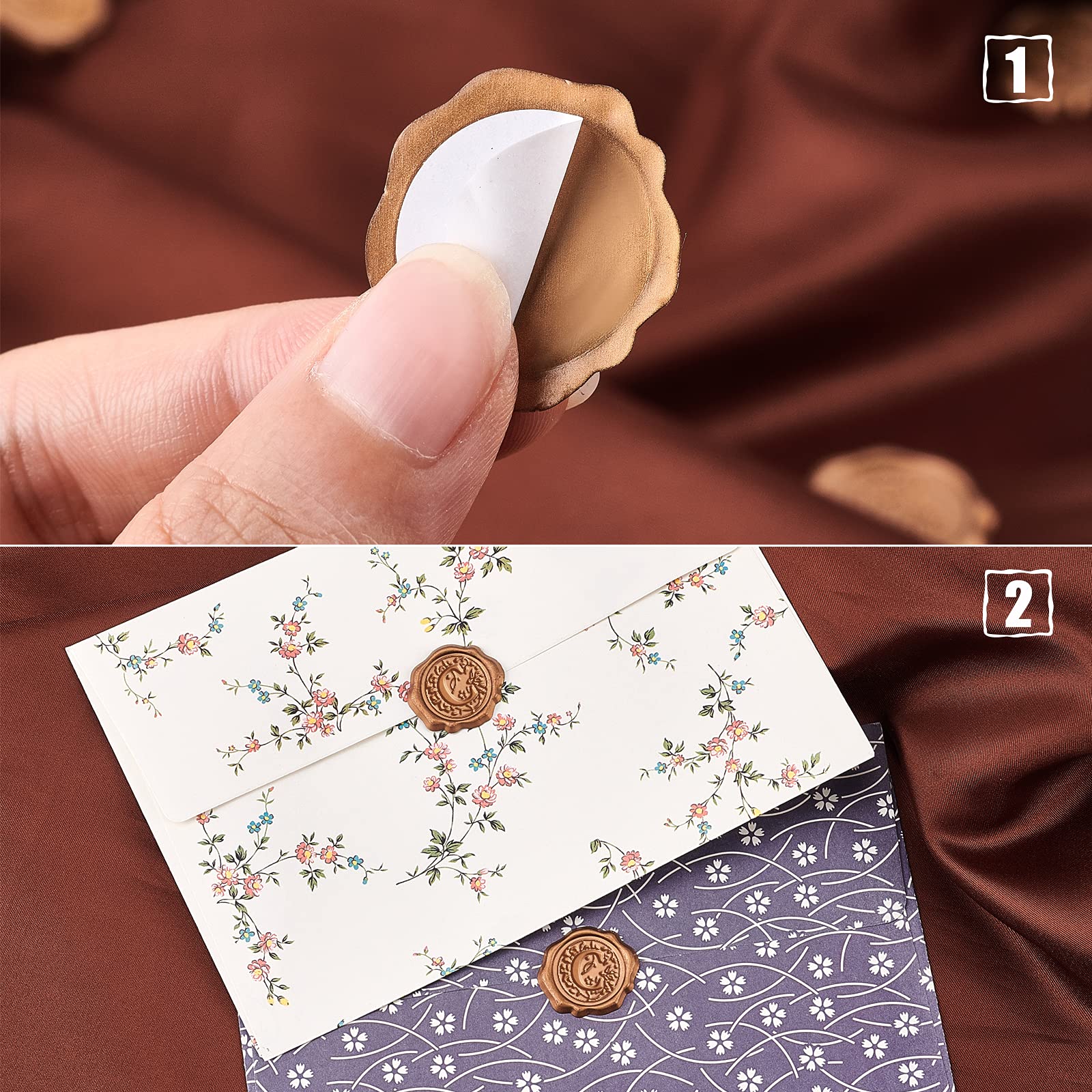 Lot De 25 Autocollants Cire étoile Or Antique – Sceau Adhésif Pour Enveloppes, Invitations Mariage, Noël, Scrapbooking – 3 Cm, Auto-adhésif, Effet Gaufré