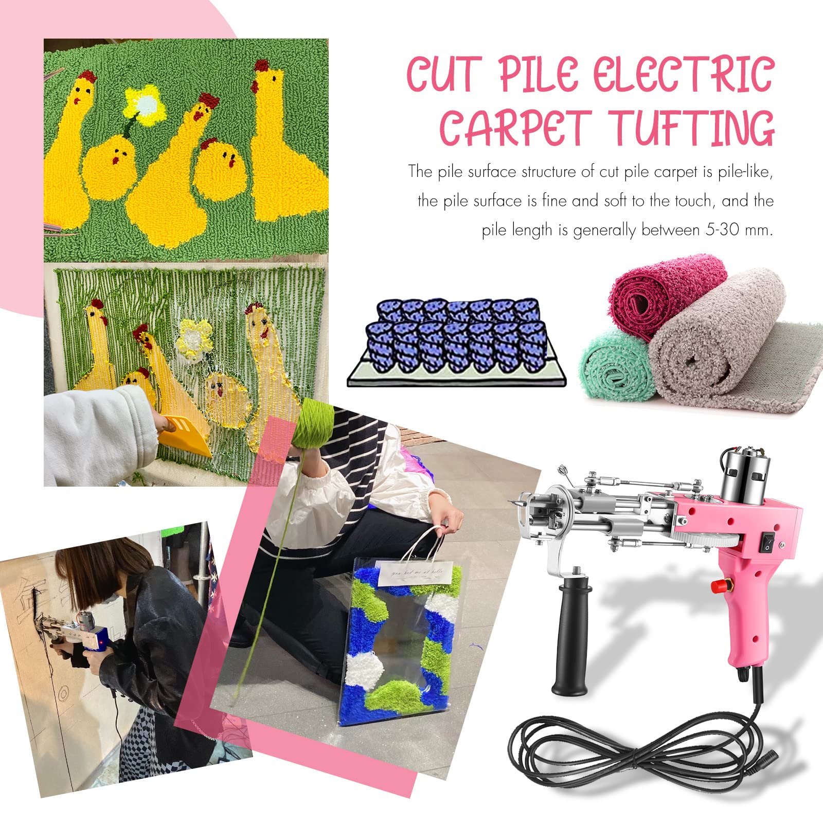 Cut Pile Rug Tufting Gun Loop Tufting Gun 100V240V Rug Gun Electric