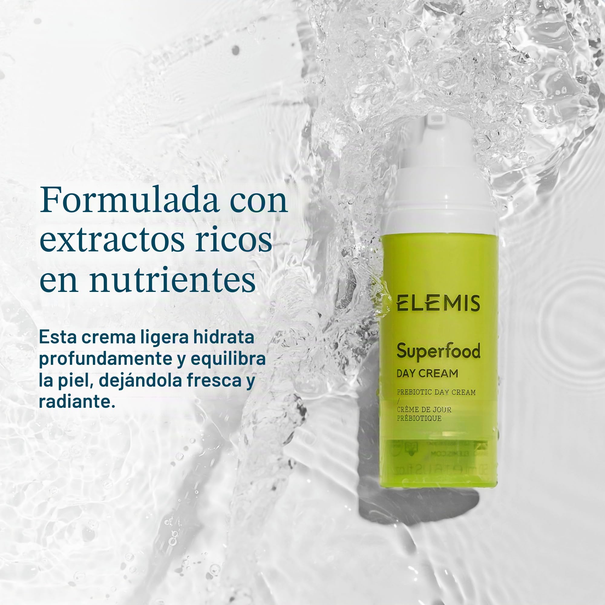 ELEMIS Superfood Crema de día prebiótica para reponer, hidratar y proteger, crema facial rica en vitaminas para un brillo radiante y fresco, hidratante facial diario ligero con antioxidantes, 50 ml