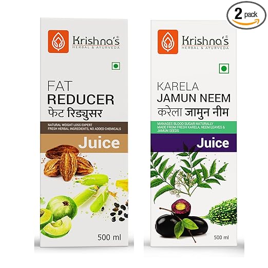 Krishna's Fat Reducer Juice 500 ml and Krishna's Karela Jamun Neem Mix Juice 500 ml Combo Pack