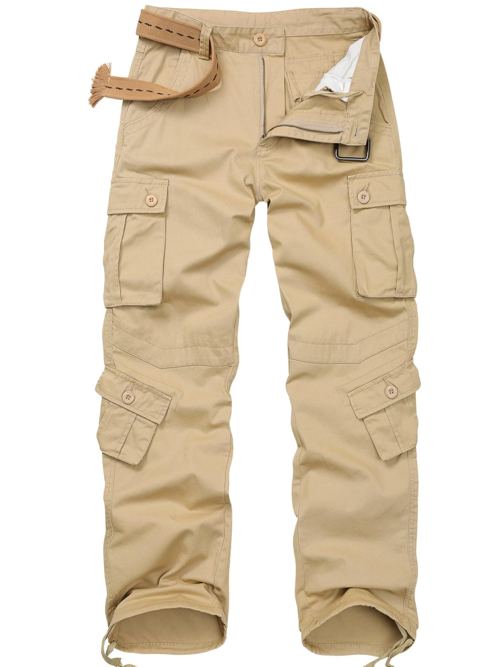 TRGPSGMen's Wild Cargo Pants, Camo Pants Cotton Casual Work Hiking Pants with 8 Pockets
