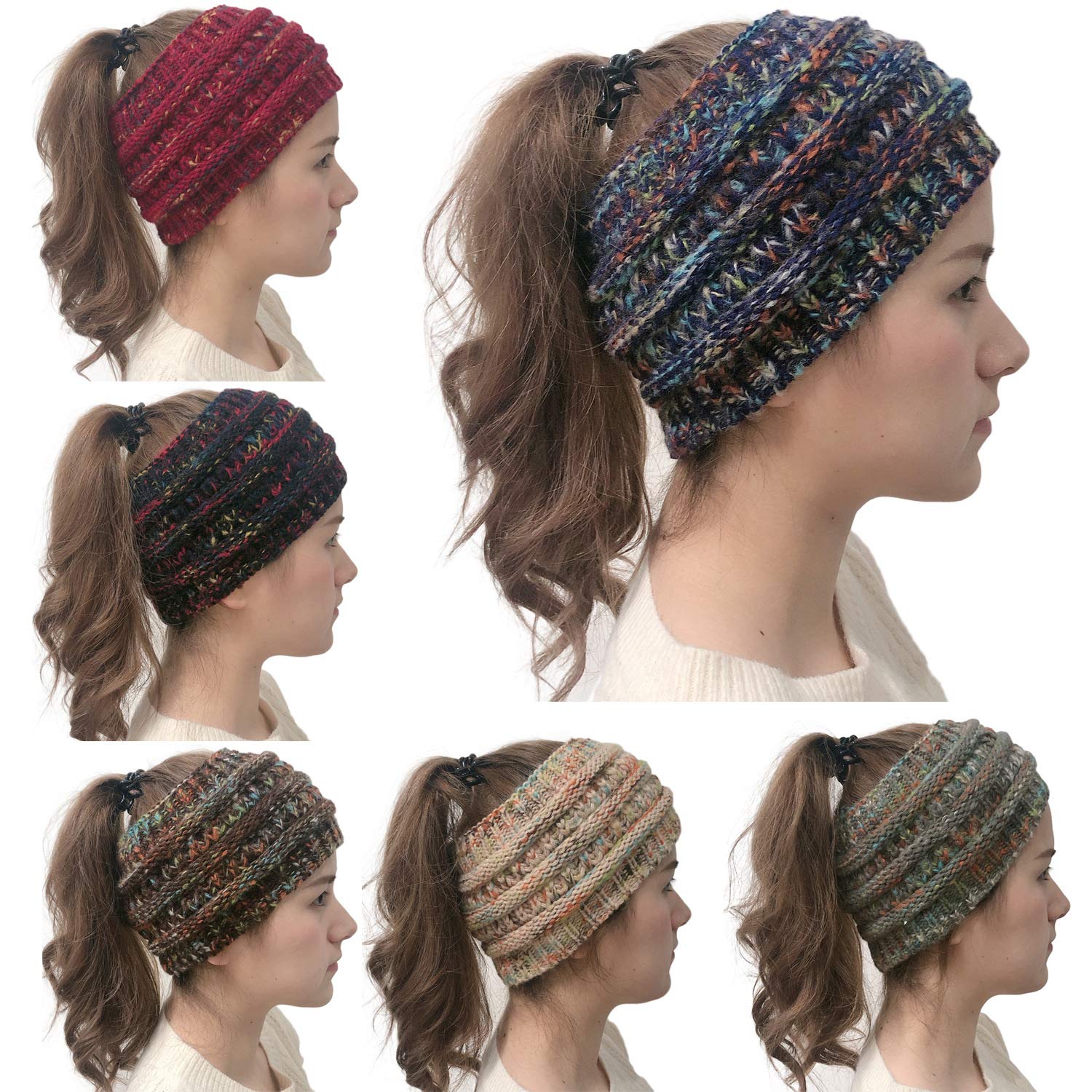 Damska czapka zimowa czapka czapka robiona na drutach opaska z dzianiny ciepła zimowa teksturowana dzianinowa czapka z kucykiem czapka typu beanie roztrzepany kok Household faucets