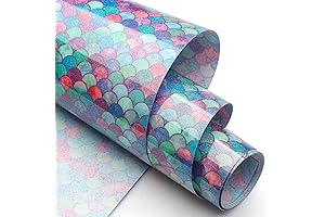 Blue Mermaid-Scale Glitter Heat Transfer Vinyl Roll 12" x 5ft