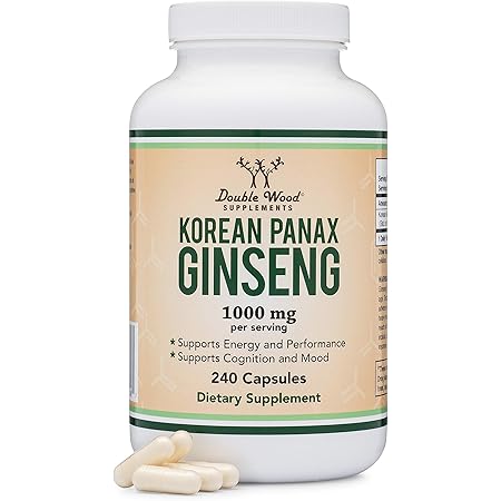 Panax Ginseng (Korean Red Variety) (4 Month Supply) 240 Vegan Capsules - 1,000mg per Serving for Mood, Cognitive Function, Energy and Stress by Double Wood Supplements