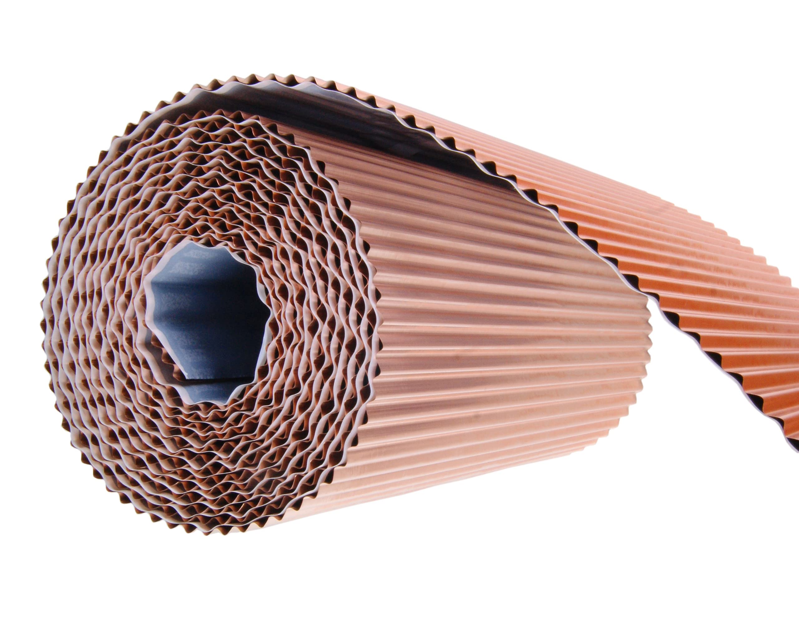 Kaminanschluss Kaminanschlussband Anti Moos, Moos Stop, selbstklebend, Dachentmoosung Wandanschluss Kupfer Rollfirst Kupferrollfirst Kupferband KUPFER - PLISSIERT 300mm / 5mtr.