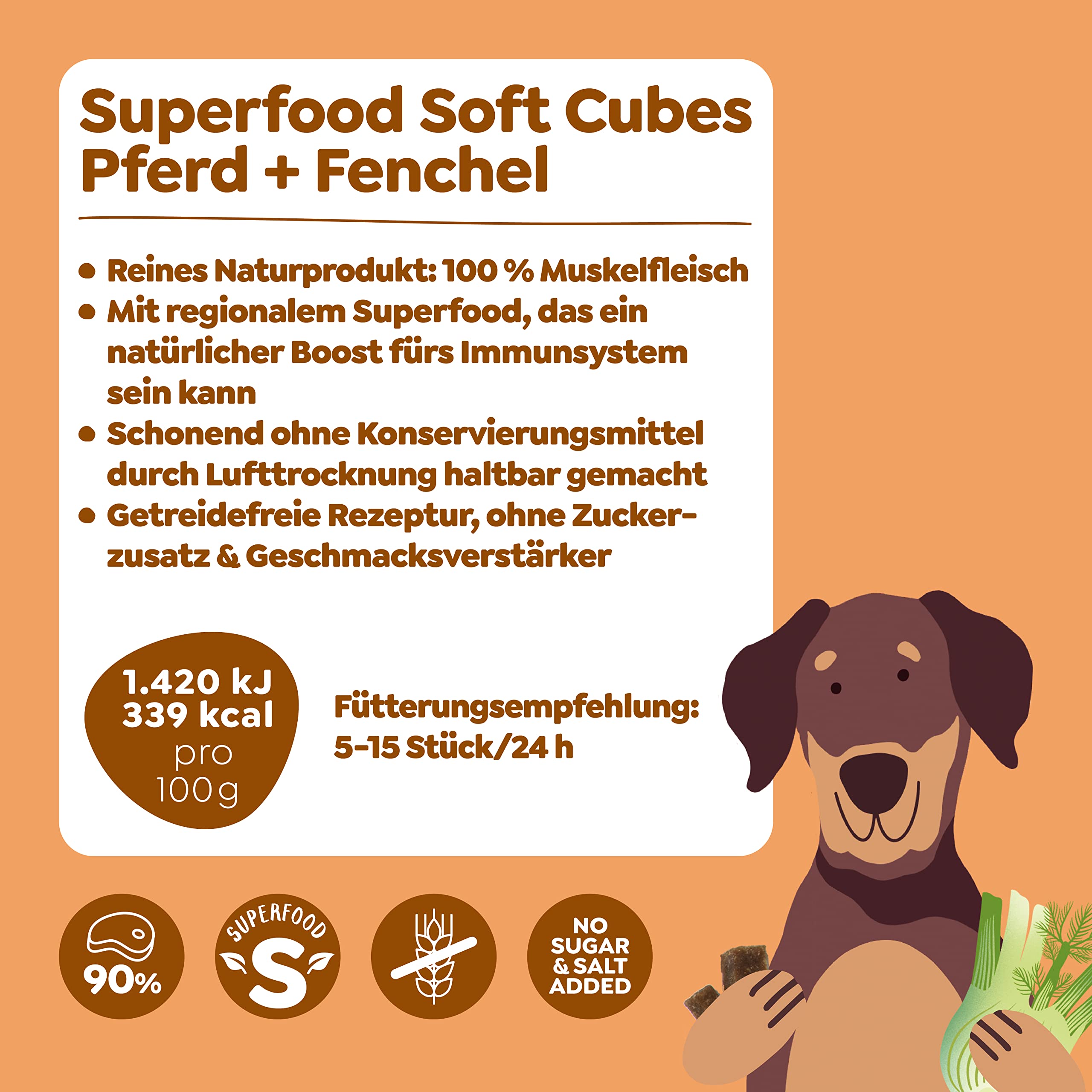Wow Soft-Snacks I Cubes Pferd I Pferdefleisch mit Fenchel für Hunde I 100 Prozent Natur I Nahrungsergänzung I Belohnung beim Spiel & Training (6X 150g)