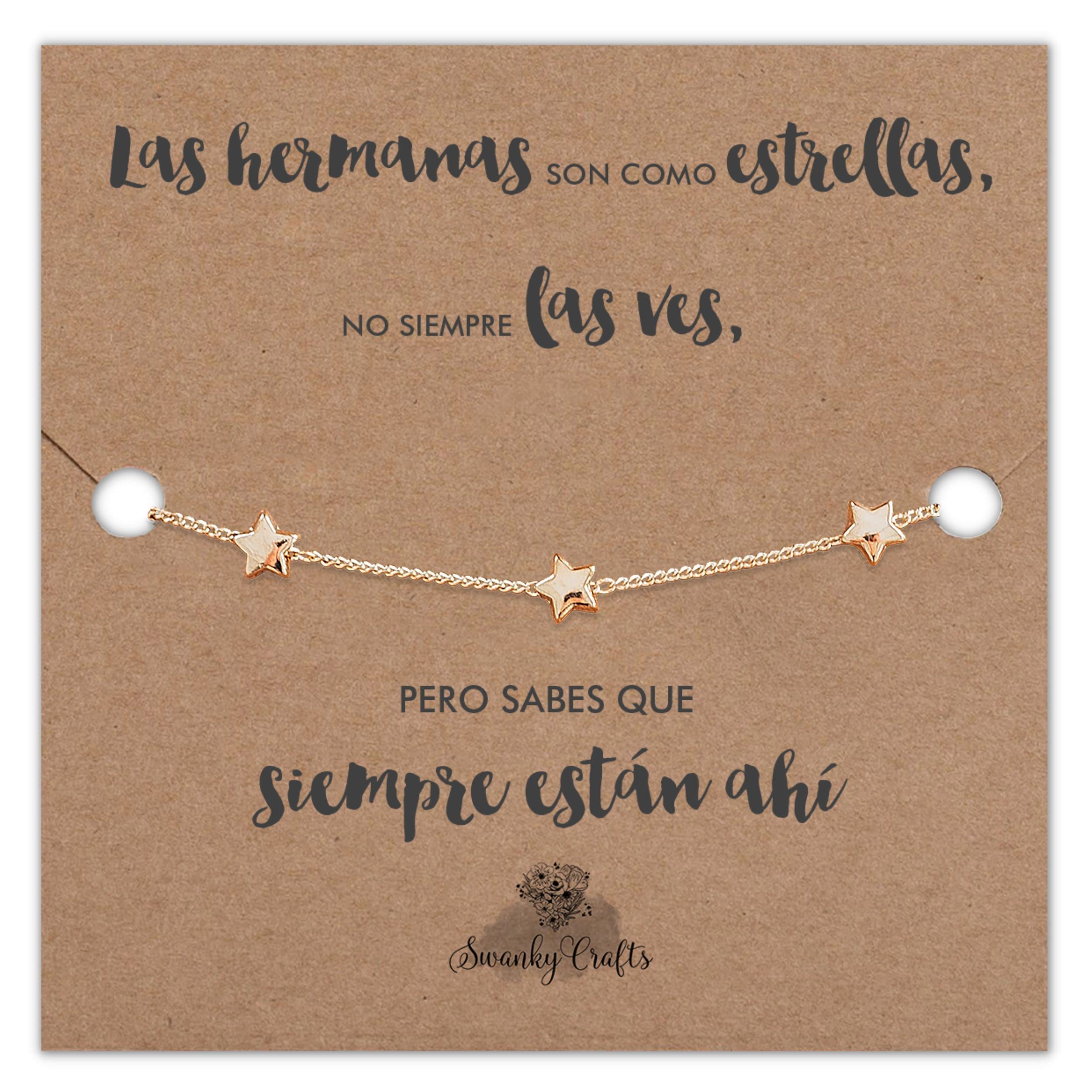 Swanky CraftsPulseras para Mujer,Pulsera de Mujer Con Estrellas en Oro,Brazalete Mujer Ideal Regalo de Aniversario y Regalo Cumpleaños Hermana,Regalo Hermana, Metal, not known