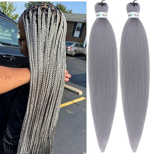 Miniatura 172 de Cabello trenzado para niños preestirado de 16 pulgadas, color negro, Yaki ez, trenzado para niños, trenzas sin nudos