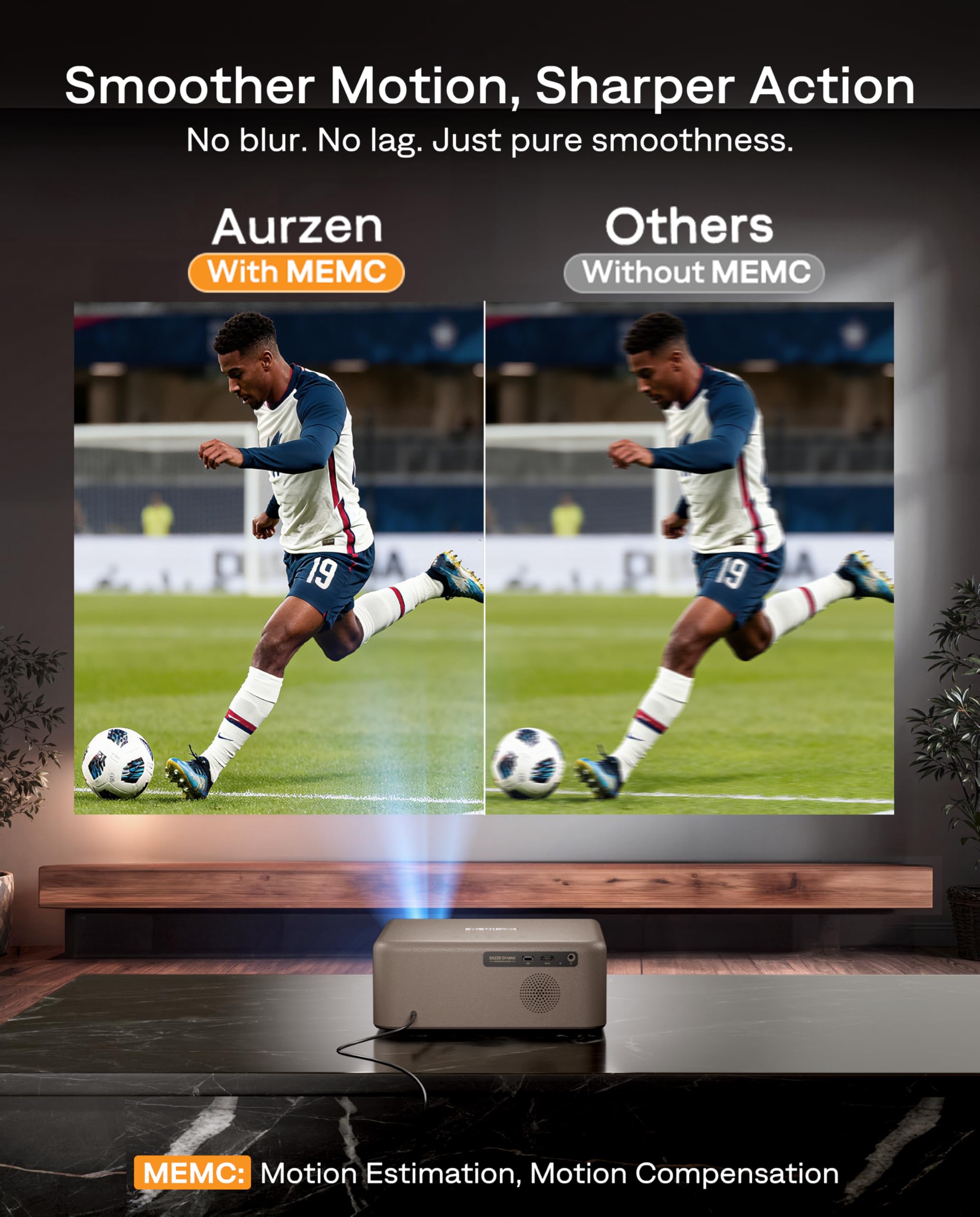 Aurzen EAZZE D1 MAX Proiettore con Google TV 14.0 & Netflix, Supporto 4K, Smart Proiettore 1000 ANSI, MEMC, Audio Dolby 20W, Autofocus & Correzione Trapezoidale, Wi-Fi/Bluetooth, Home Cinema