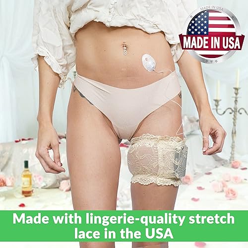 Miniatura 5 de Pumpcases Liguero de muslo para bomba de insulina  Liguero de encaje elástico con bolsillo  Discreto y antideslizante para bomba de insulina  Bolsa