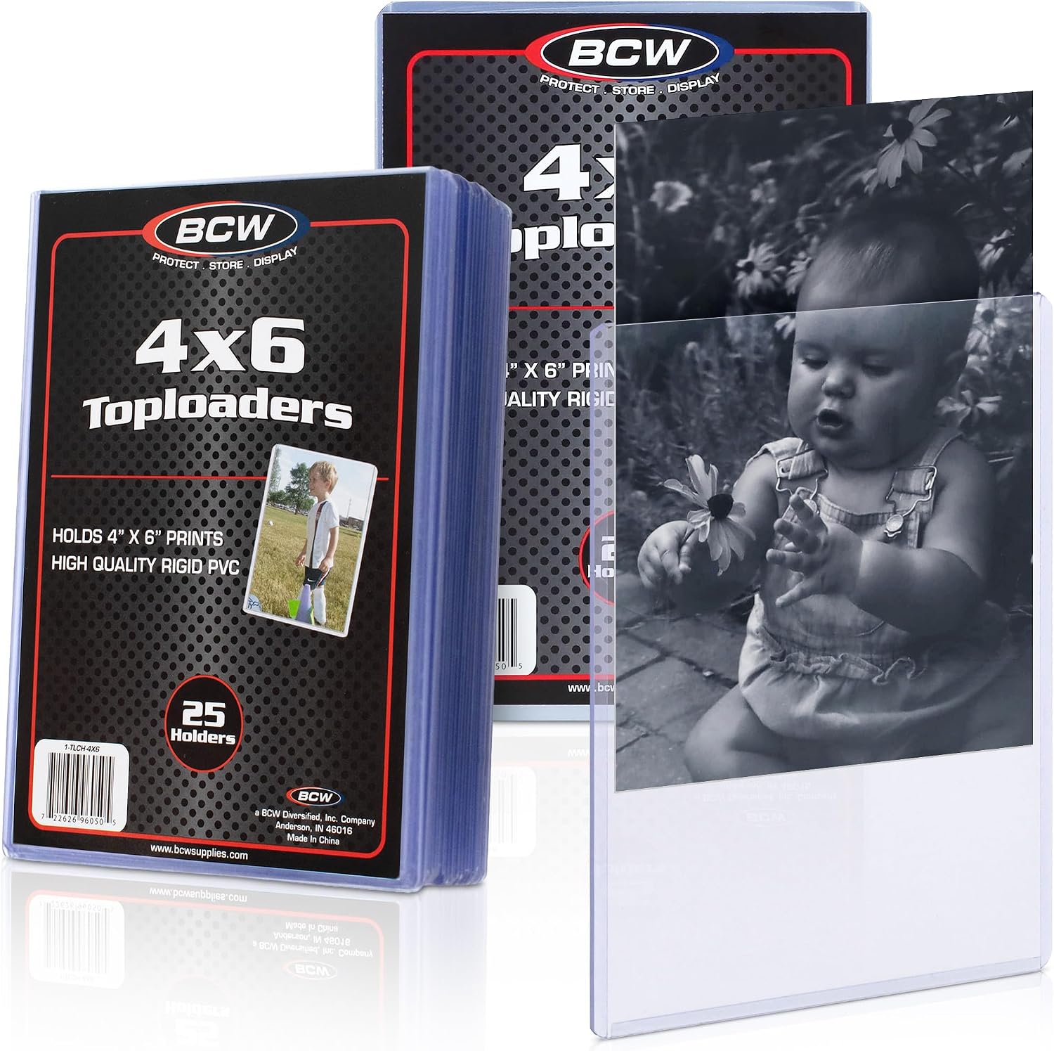 BCW 4x6 Photo & Postcard Topload Holders – 50 Pack | Blue-Tinted 4x6 Toploader Protectors for Photos, Prints & Postcards | Rigid Plastic Toploaders for Display & Storage