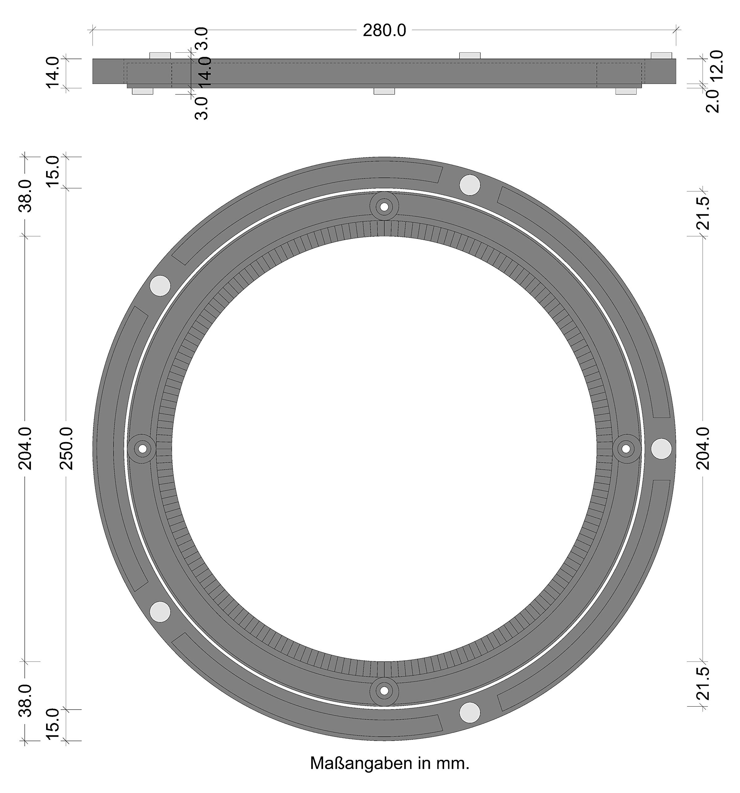 Gedotec Poignée rotative à 360° pour Meubles, Ø 230 mm | Plateau tournant en Plastique Noir | Capacité de Charge maximale 200 kg | Anneau Rotatif à vis Meubles, 1 pièce