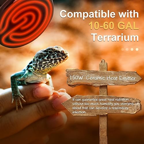 Miniatura 9 de NEPTONION Emisor de calor de cerámica - Lámpara de calor de reptil de 100 W, bombilla sin luz emitida, bombilla de calor confiable y segura para