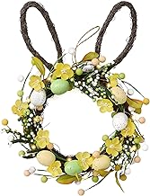 Valery Madelyn 40.6cm Osterkranz mit Eiern, Künstliche Türkranz, Osterei Kranz mit LED Licht, Hasenförmiger Wandkranz Frühlingskranz für Osterdeko, Frühlingsdeko