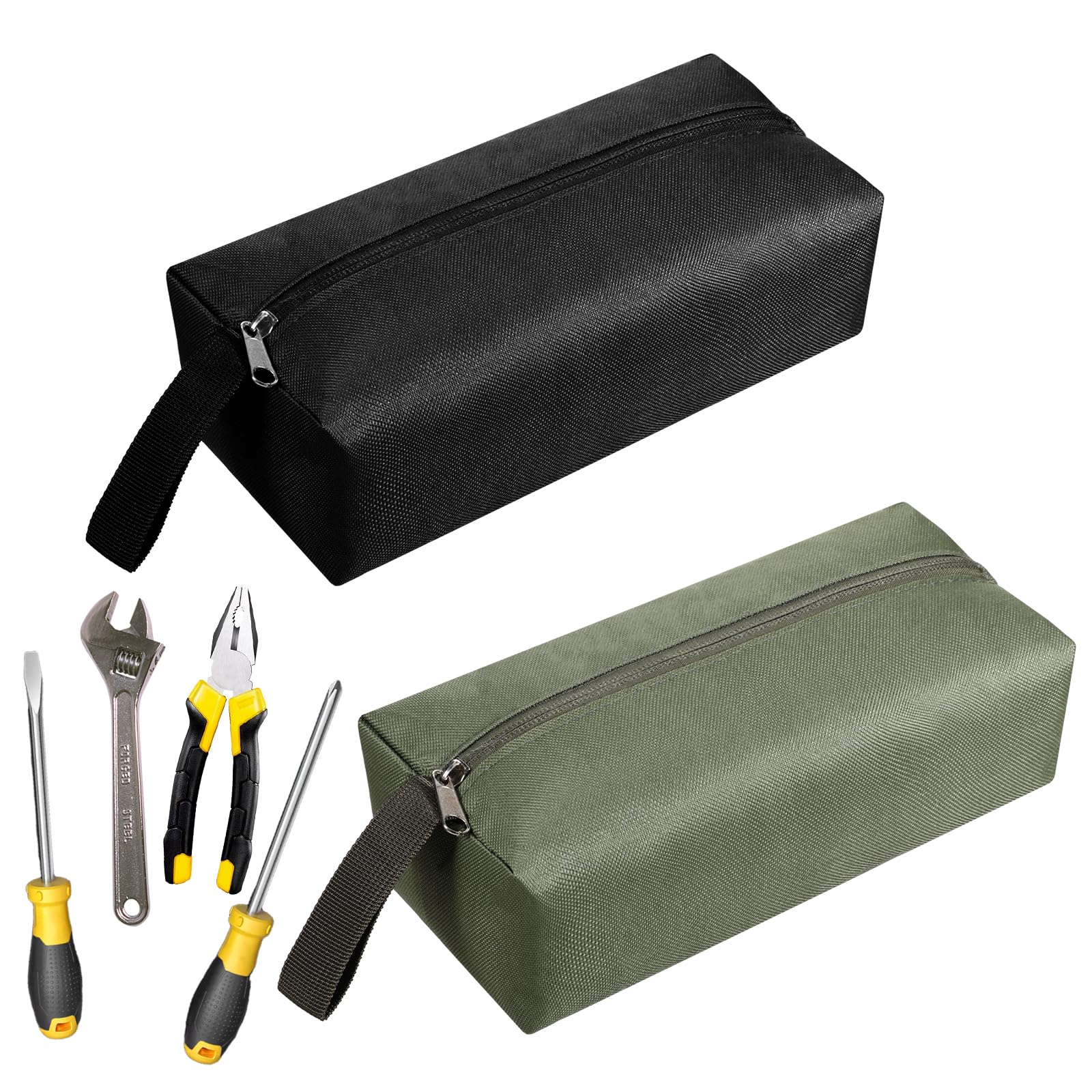 2 Pcs Canvas Tool Pouch with Zipper Multipurpose Small Tool Pouch Screwdriver Tools Bag Suitable for Storing Scattered
