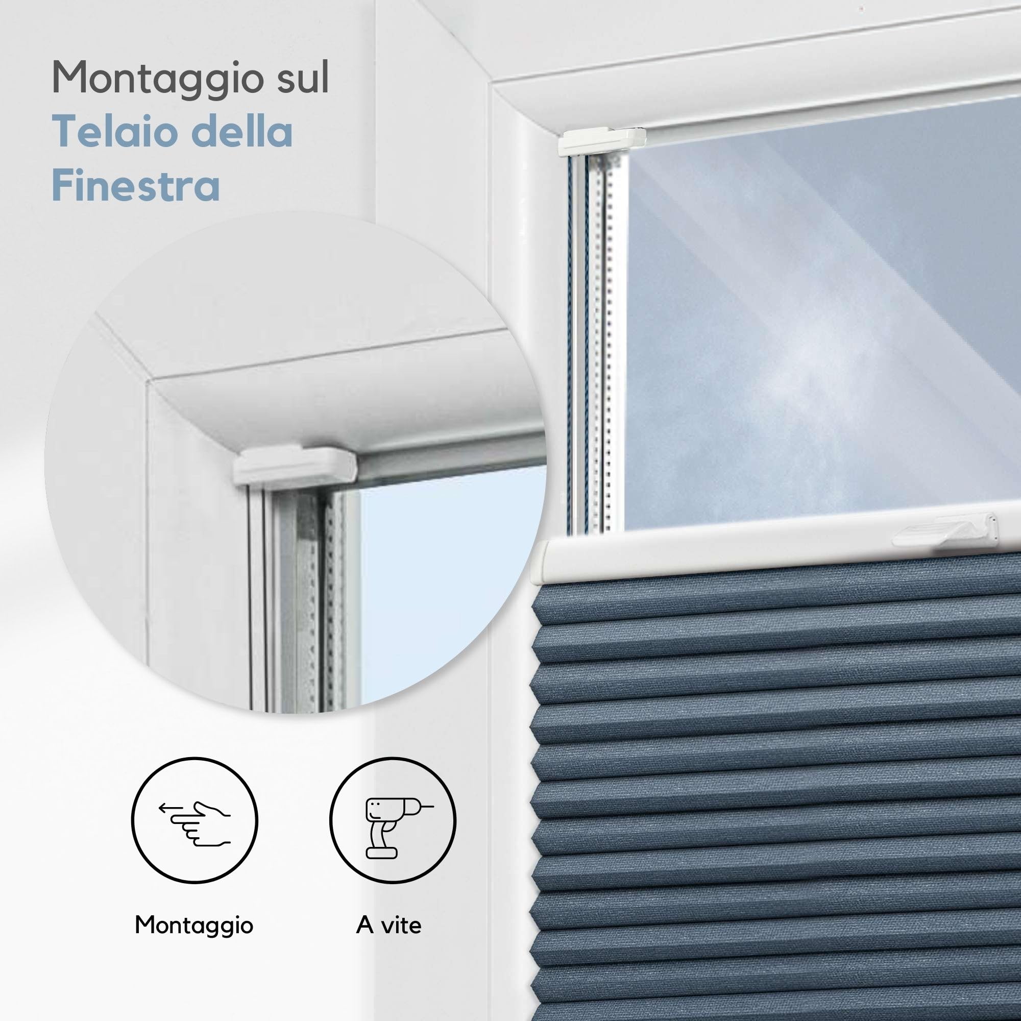 Zero Home - Tende Plissettate Termiche su Misura con Foratura,100% Oscuramento,Montaggio a Vite,Veneziane da Interno, Tende per Finestre,Tendine Finestra a Vetro,Larghezza 30-129 cm,Altezza 50-149 cm