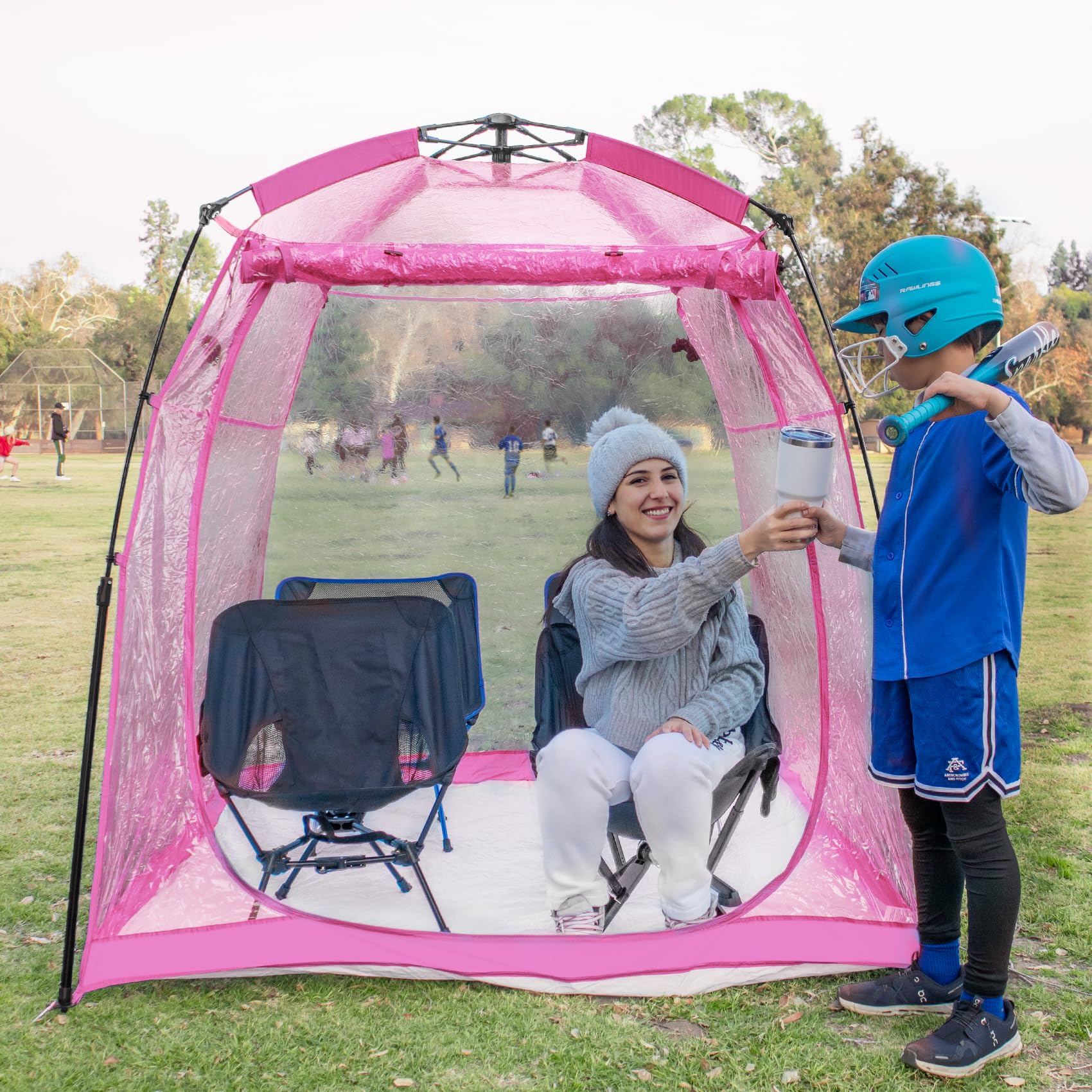 All Weather Proof Pod Sports Pod,540°View Weather Tent,1-4 Person Instant Tent with Sealed Floor,Outdoor Screen House with Carrying Bag,Screen Room for Sport Event,Camping,Fishing