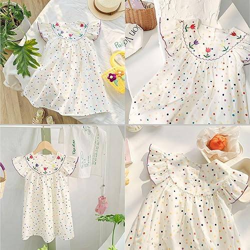 Miniatura 4 de Simplee Kids Vestido Casual para Bebés Niñas, Vestido de Pinzas para Niñas Pequenas, Vestido de Sol con Estampado Floral para Primavera Verano 1-6