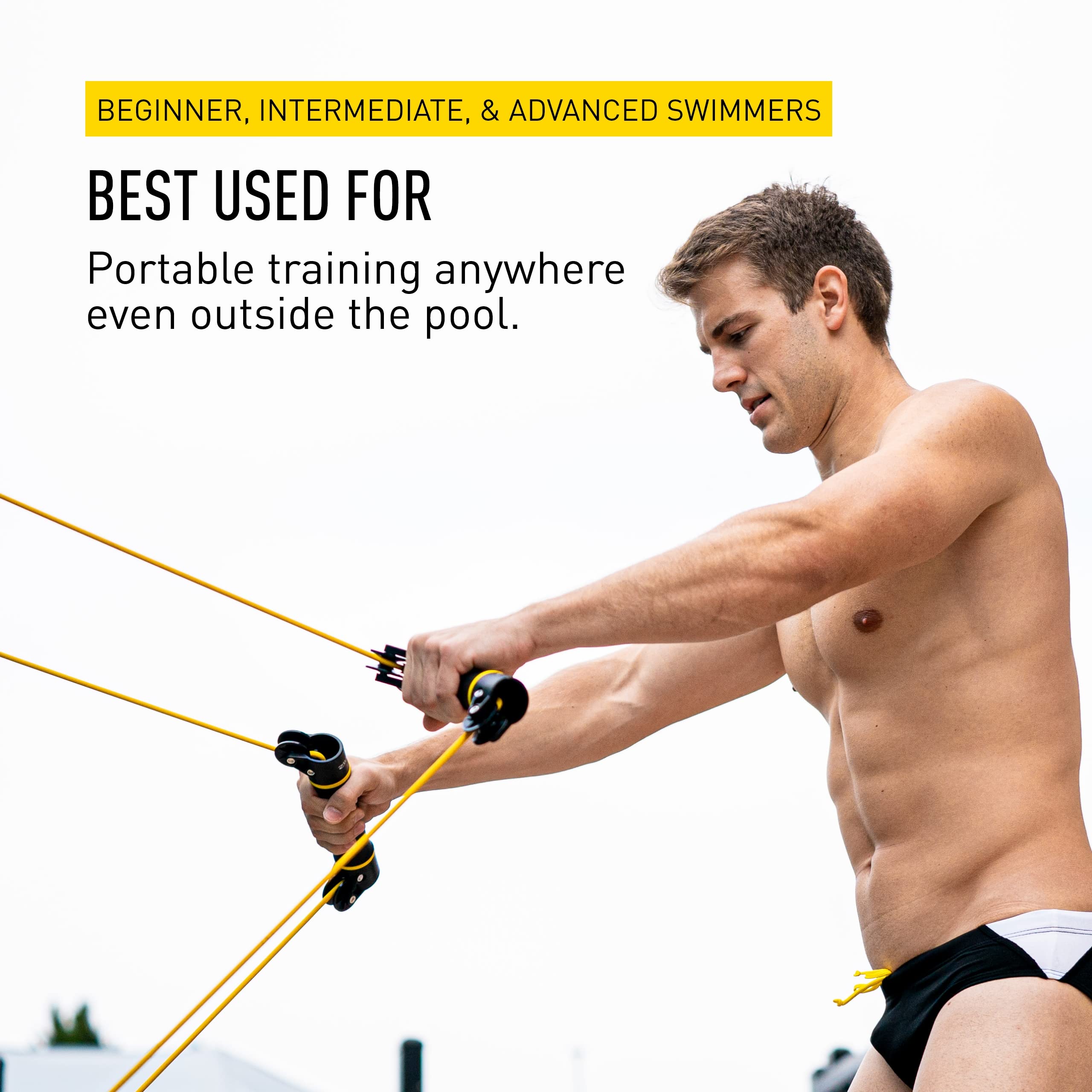 Finis Cord, Slide Dryland Swimming And Sports Training Exercise Bands with Rotating Handles, 9mm Resistance, Red Unisex Adulto