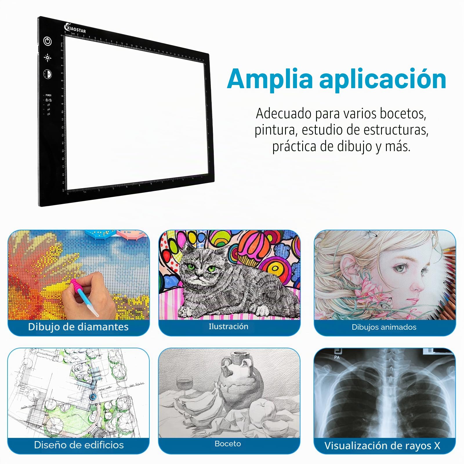 Mesa Luminosa LED A4, Trazado Inteligente Con Pantalla De Bloqueo Ajuste De Tiempo, Brillo Temperatura De Color Ajustables, Para Artistas, Dibujo Animado, Bocetos (A4-STK)
