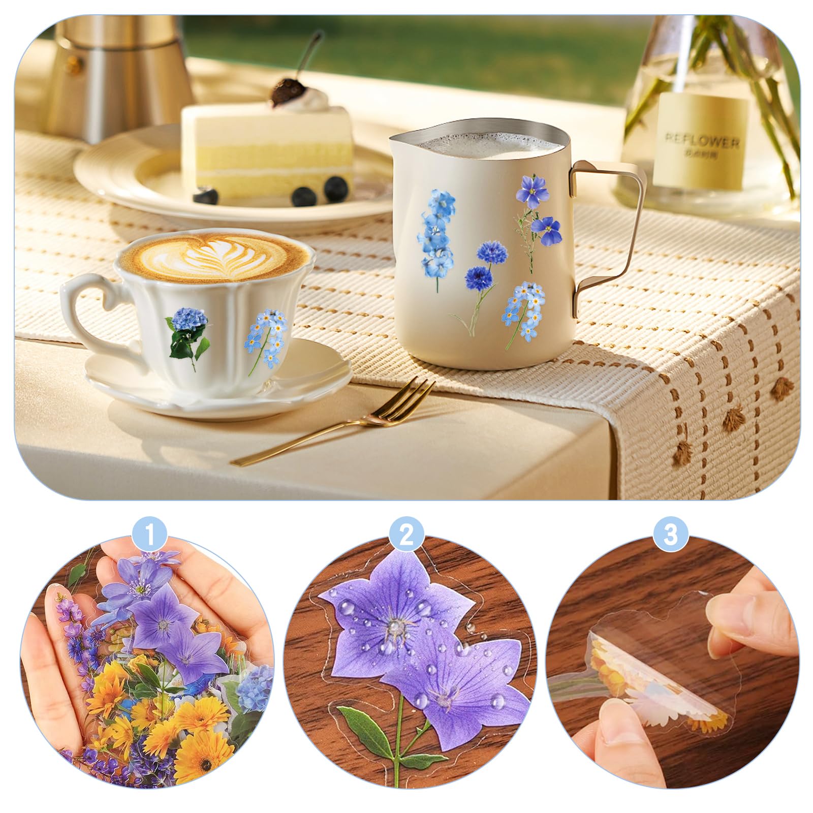 160 sztuk naklejki na rośliny kwiatowe Scrapbooking Scrapbooking Naturalne naklejki roślinne PET zestaw przezroczystych naklejek kwiatowych na notatnik do scrapbookingu listów