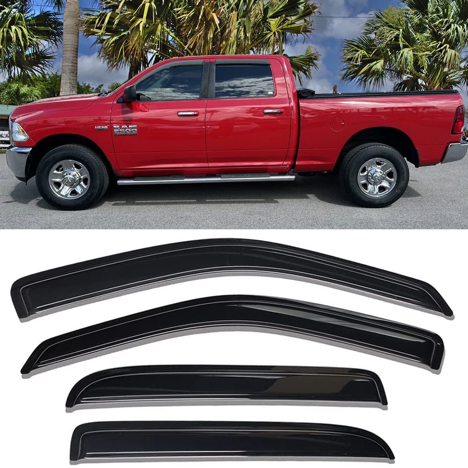 Side Car Window Visors Vent Shade Rain Guards Wind Deflectors For 2009