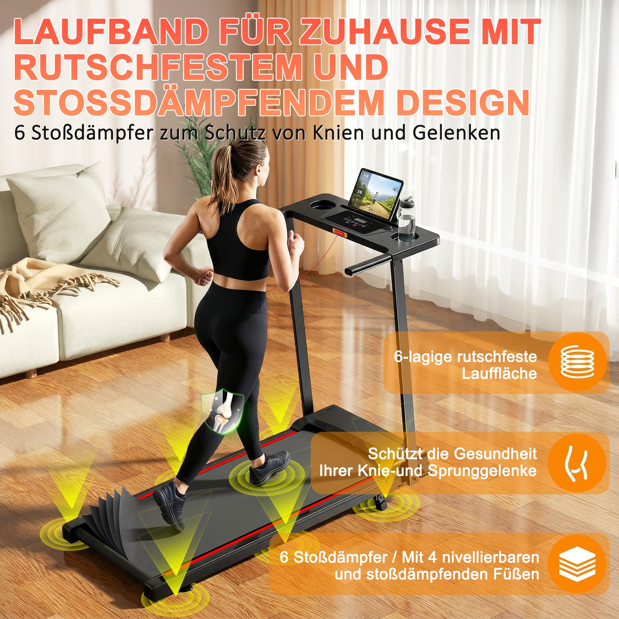 Walking Pad, 1-12 km/h Laufband für Zuhause mit 9% Steigung, 3,0 HP Laufband mit LED-Anzeige, Doppelte Stoßdämpfung, Maximale Gewichtsbelastung 120 kg, für den Einsatz zu Hause und im Büro Geeignet.