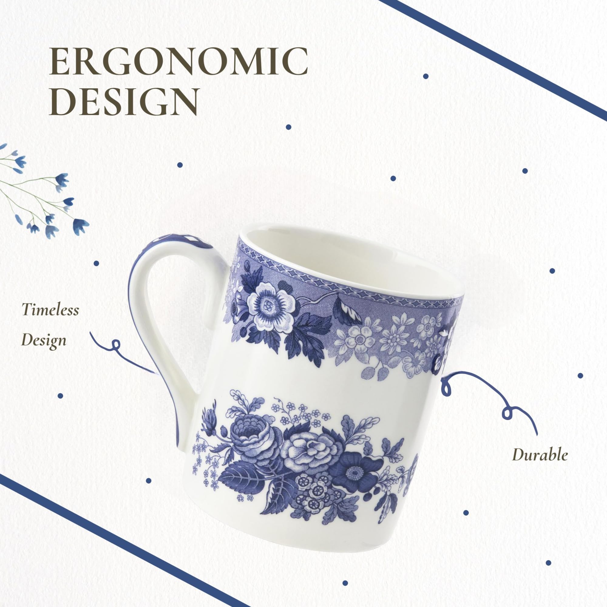 Amazon.com | Spode Blue Room 16oz Porcelain Mug, Blue Rose