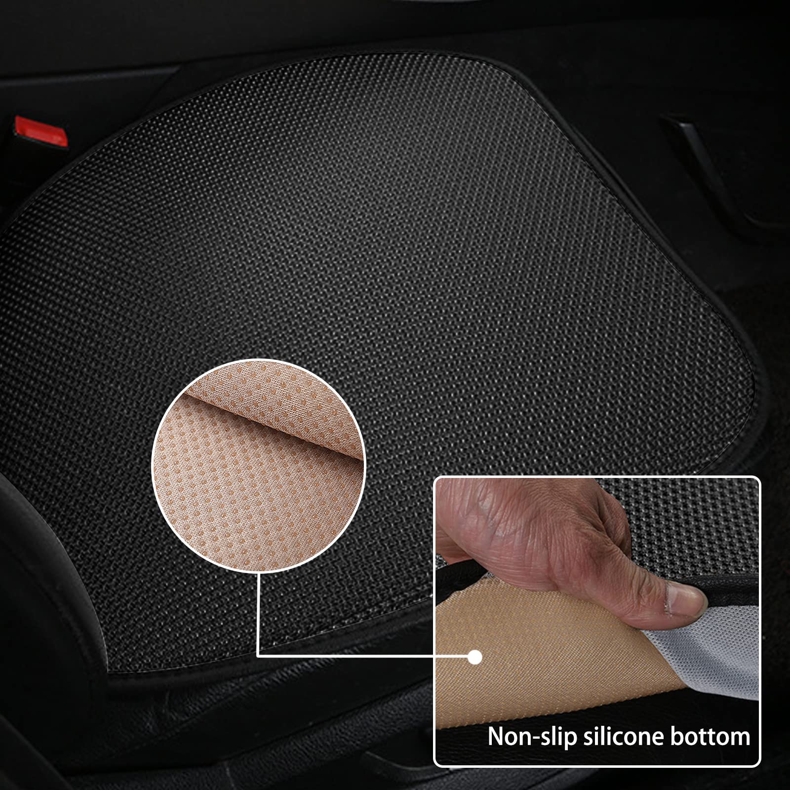 ALI2 Lot de 2 coussins de siège voiture, housses de protection de siège voiture, coussin conducteur, noir