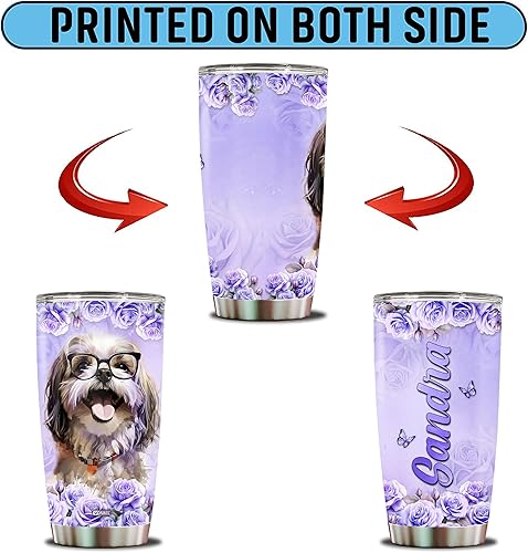 Miniatura 6 de Regalos personalizados de Shih Tzu para mujeres, amantes de los perros, regalo para esposa, hija, mamá, niña, vaso de viaje, taza de café con tapa,