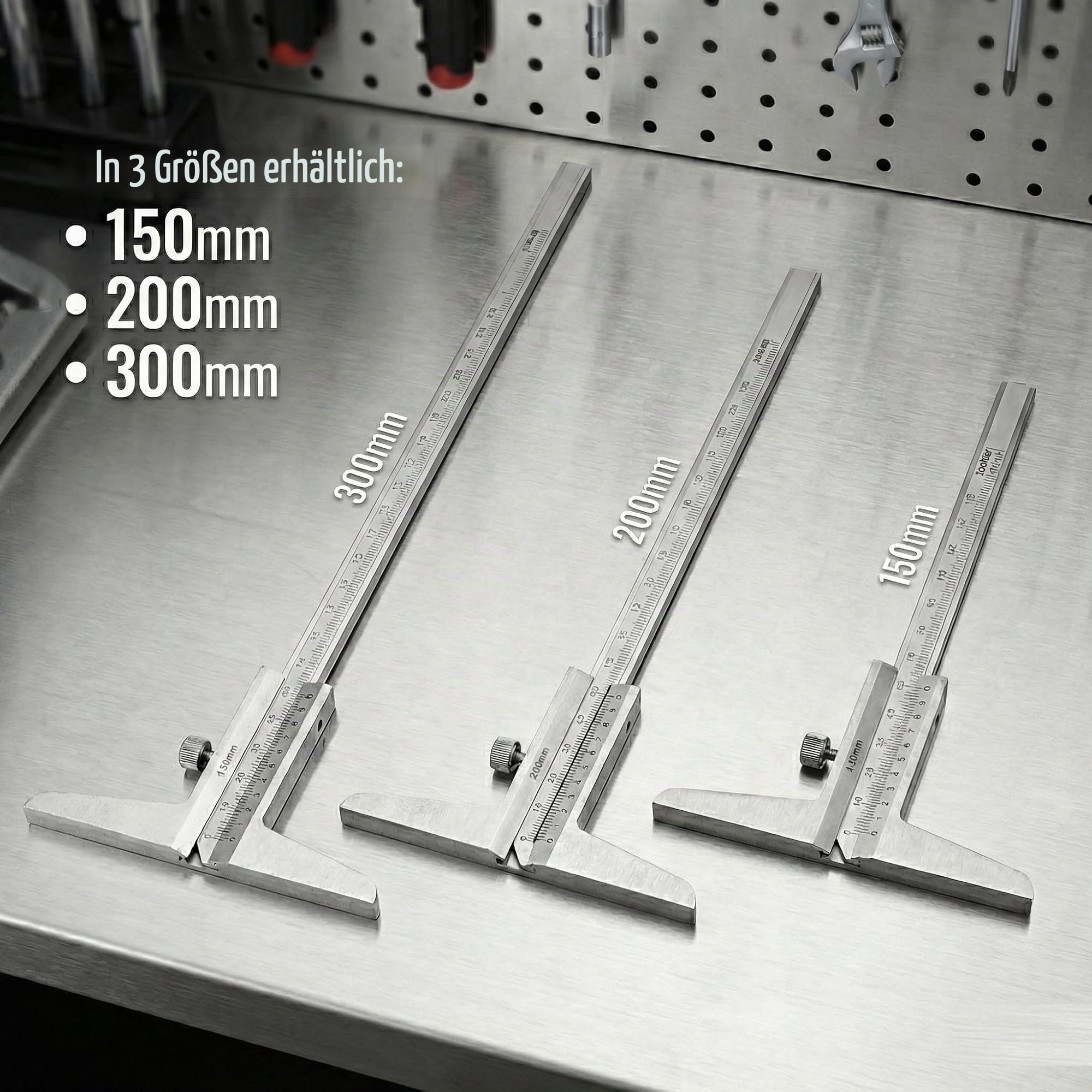 KATSU Tiefenmessschieber 0–200 mm, Tiefenmessgerät mit Nonius 0,02 mm Genauigkeit, Präzisions-Messwerkzeug für Werkstatt, Metall- und Maschinenbau, Modell 401172