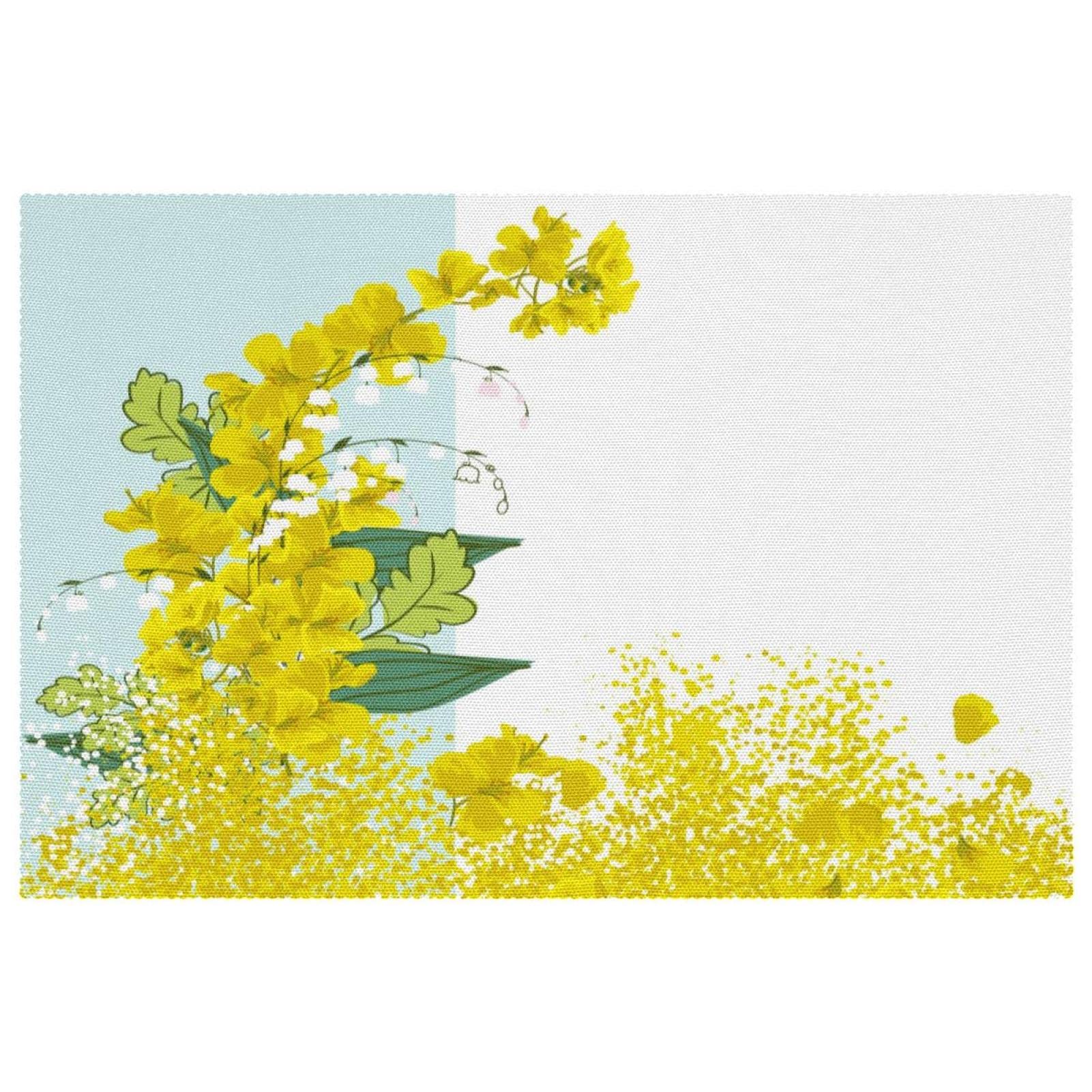 Sets de table en tissu Oxford floral jaune résistant à la chaleur