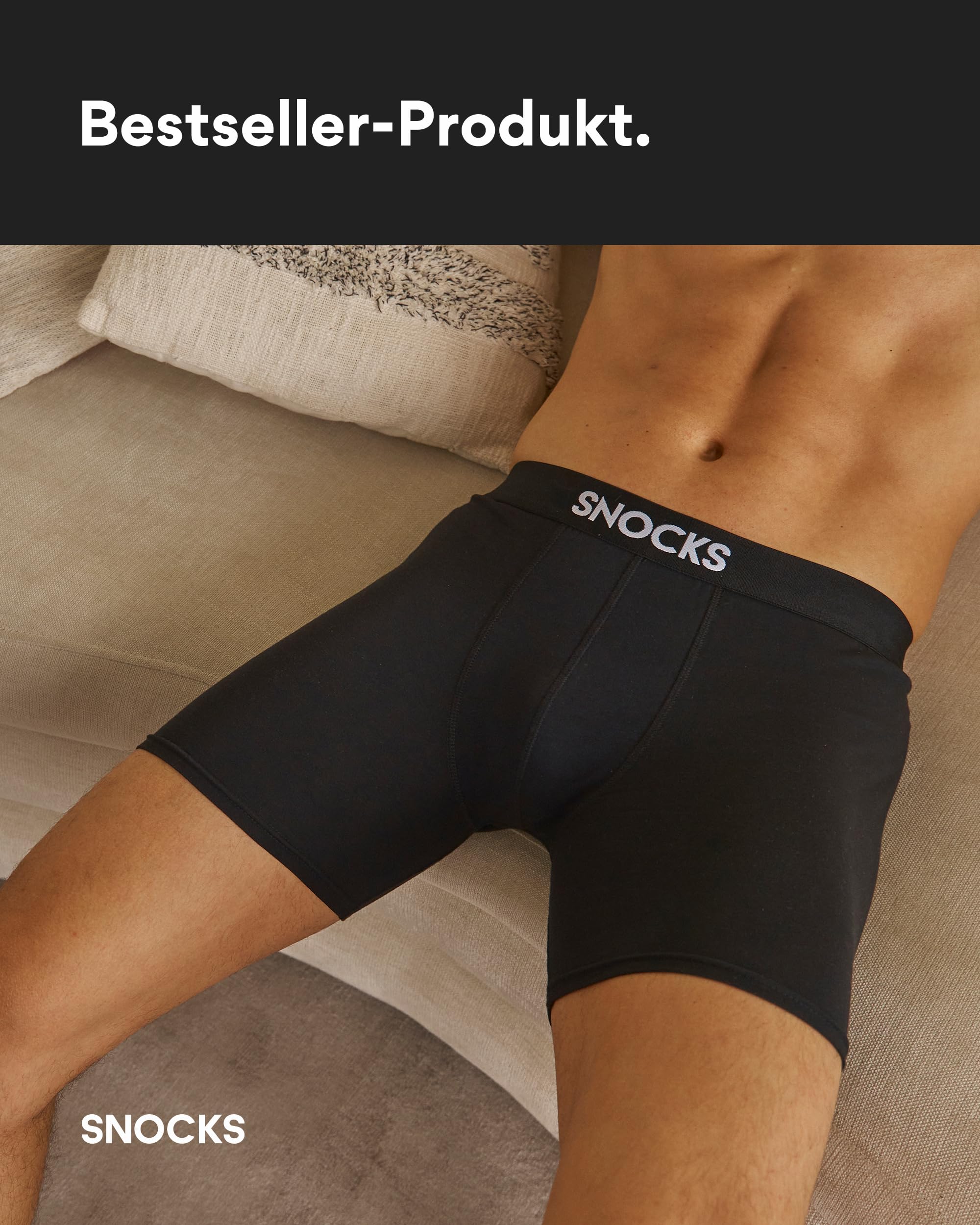 Snocks Lange Boxershorts Herren Bio-Baumwolle 6er Pack Atmungsaktiv Sport Alltag Unterhosen Gr. S-4XL
