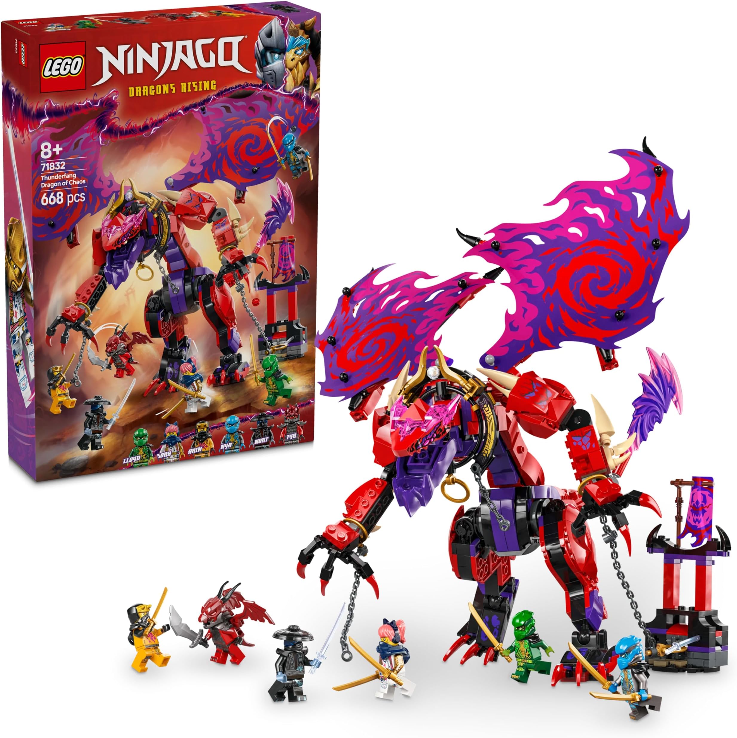 NINJAGO Thunderfang Dragon of Chaos Ninja Toy Set 71832 Building Blocks Toys for 8+ Gift for Boys and Girls