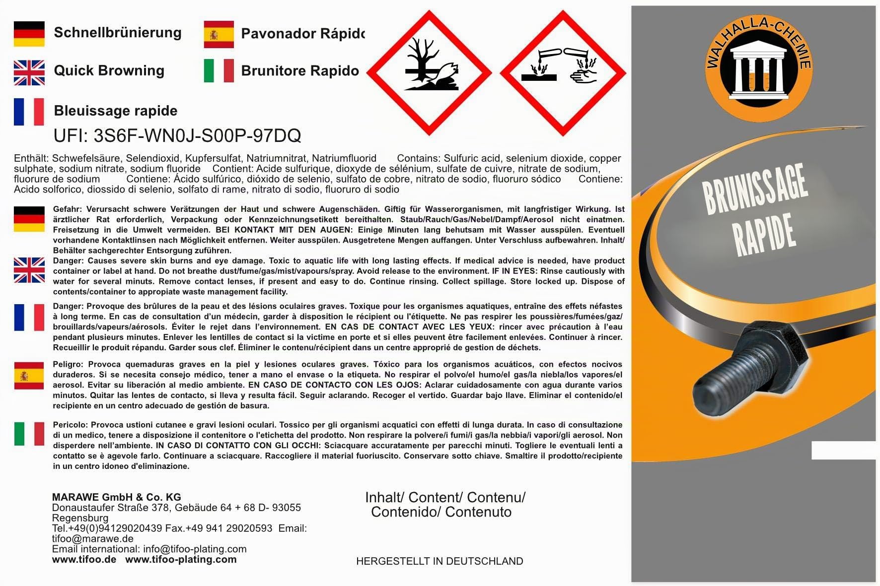 Brunissage 1000 ml appliqué en peignant et en immergeant - Bronzage rapide noir